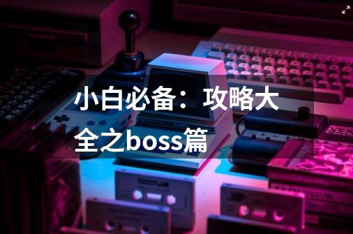 小白必备:攻略大全之boss篇-第1张-游戏资讯-龙启网络