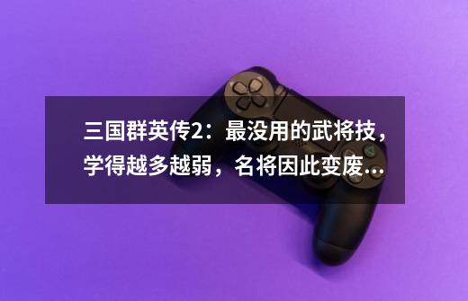三国群英传2：最没用的武将技，学得越多越弱，名将因此变废材！-第1张-游戏资讯-龙启网络