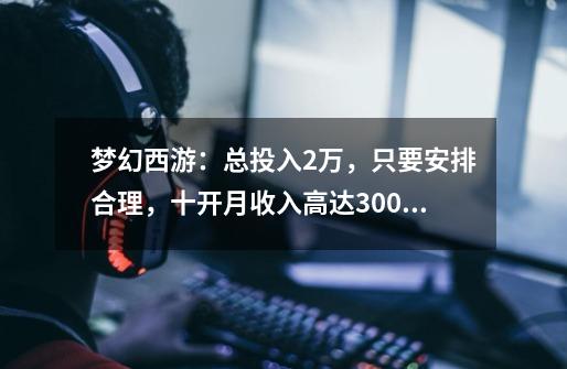 梦幻西游:总投入2万,只要安排合理,十开月收入高达3000!-第1张-游戏资讯-龙启网络