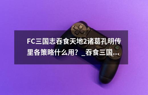 FC三国志吞食天地2诸葛孔明传里各策略什么用？_吞食三国诸葛孔明传攻略-第1张-游戏资讯-龙启网络