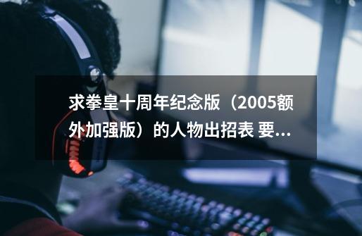 求拳皇十周年纪念版(2005额外加强版)的人物出招表 要中文的。。跪求,拳皇2005十周年八神出招表-第1张-游戏资讯-龙启网络