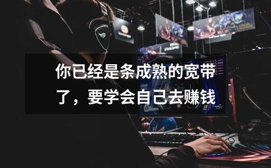 你已经是条成熟的宽带了,要学会自己去赚钱-第1张-游戏资讯-龙启网络