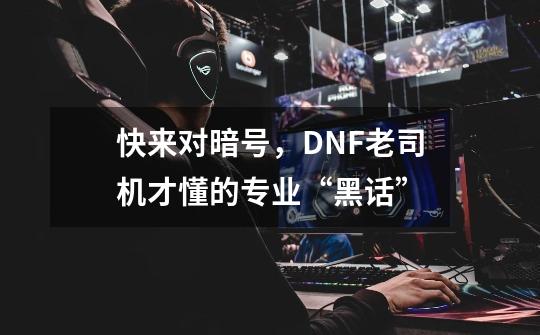 快来对暗号,DNF老司机才懂的专业“黑话”-第1张-游戏资讯-龙启网络