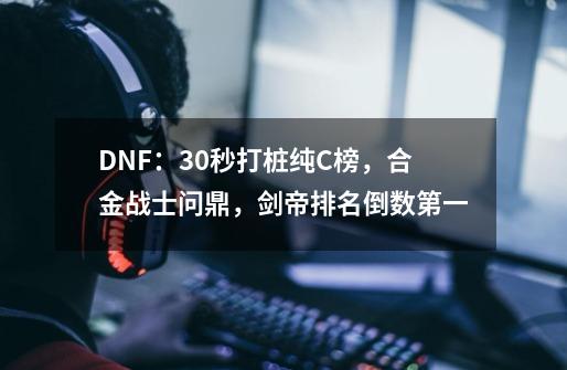 DNF:30秒打桩纯C榜,合金战士问鼎,剑帝排名倒数第一-第1张-游戏资讯-龙启网络