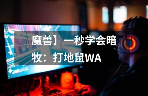 魔兽】一秒学会暗牧:打地鼠WA-第1张-游戏资讯-龙启网络