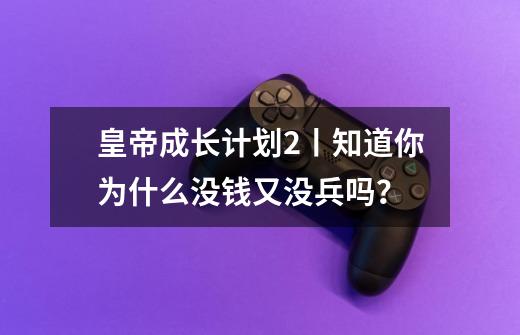 皇帝成长计划2丨知道你为什么没钱又没兵吗?-第1张-游戏资讯-龙启网络